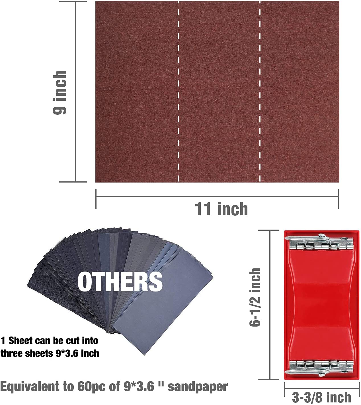 WORKPRO 24 Packs of Sandpaper 80-600 Assorted Grit with Holder - Image 3