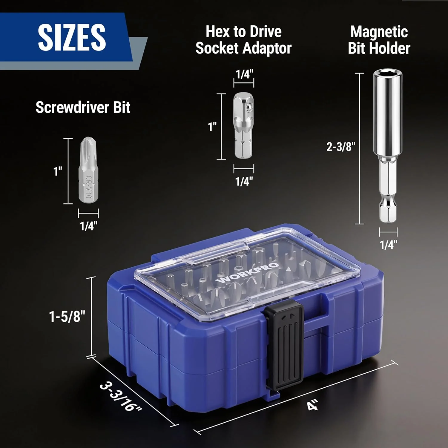 WORKPRO Security Bit Set, 32PCS Tamper Proof Screwdriver Set with Magnetic Holder, 1/4" Adapter,Torx Hex Tri-Wing Spanner Bits, Stackable Repair Tool Kit for Electronics, Automotive & Appliance Repair - Image 3