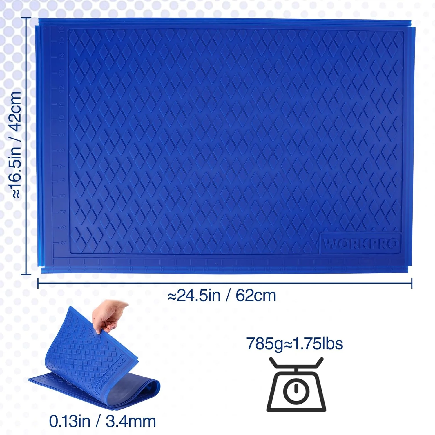 WORKPRO Silicone Glue Mat 2-Pack, Non-Stick Heat Resistant Silicone Pad | Built-in Measurement Grid & Anti-Slip Surface for Resin, Epoxy, Crafts, Woodworking, Garage and DIY Projects - Image 8