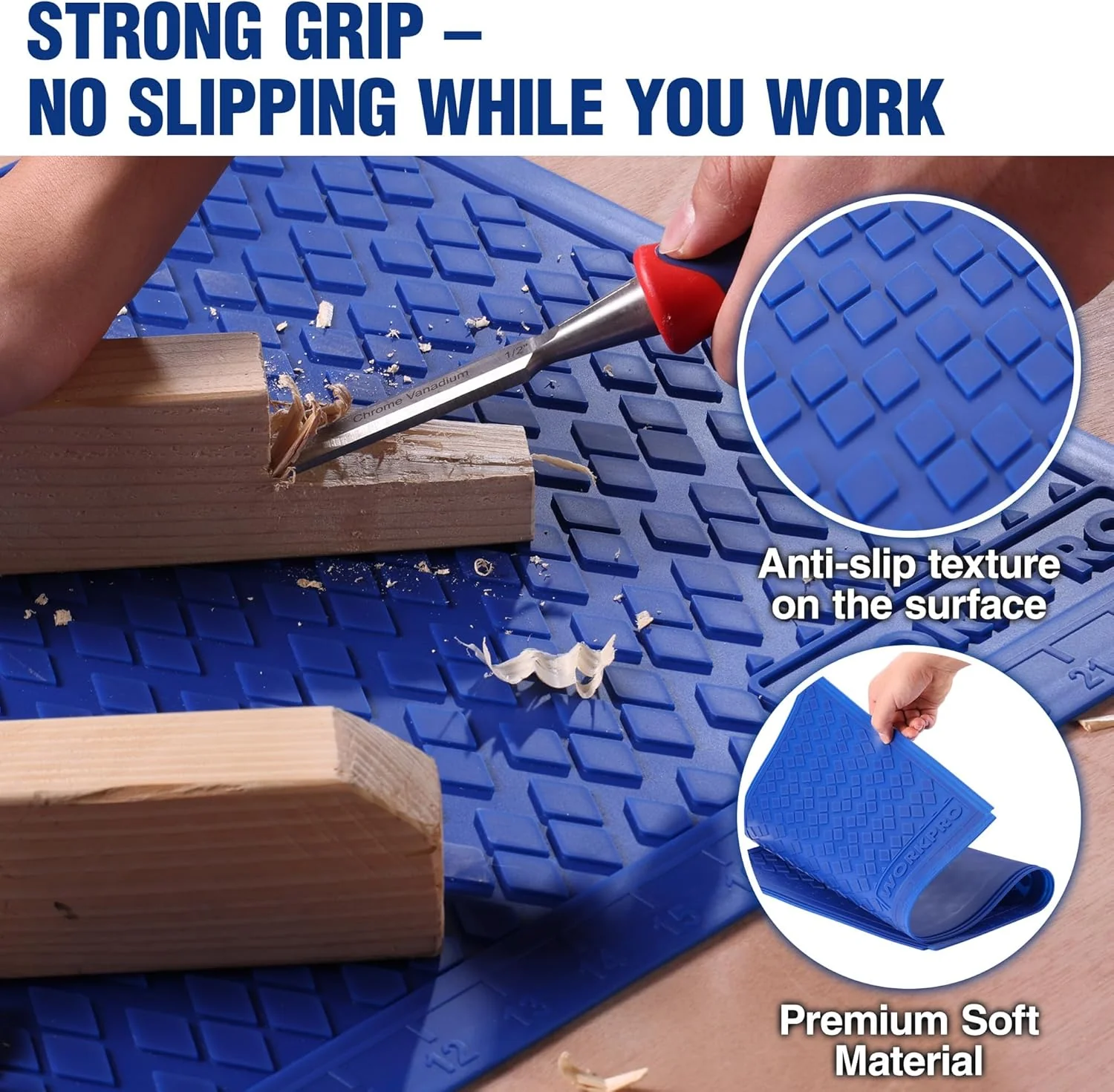 WORKPRO Silicone Glue Mat, Non-Stick Heat Resistant Silicone Pad | Built-in Measurement Grid & Anti-Slip Surface for Resin, Epoxy, Crafts, Woodworking, Garage and DIY Projects - Image 4