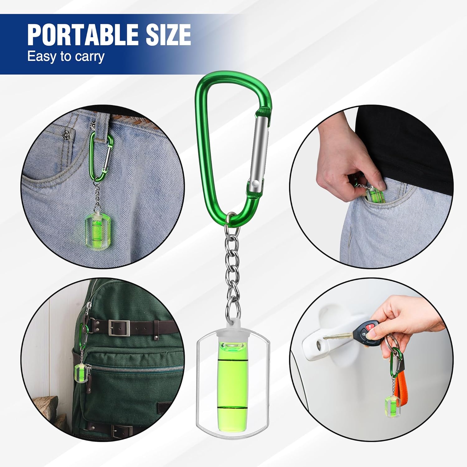 WORKPRO Small Bubble Level with Keychain 3-Pack Mini Pocket Tool Spirit Level Measuring Picture Hanging layout Tools - Image 4