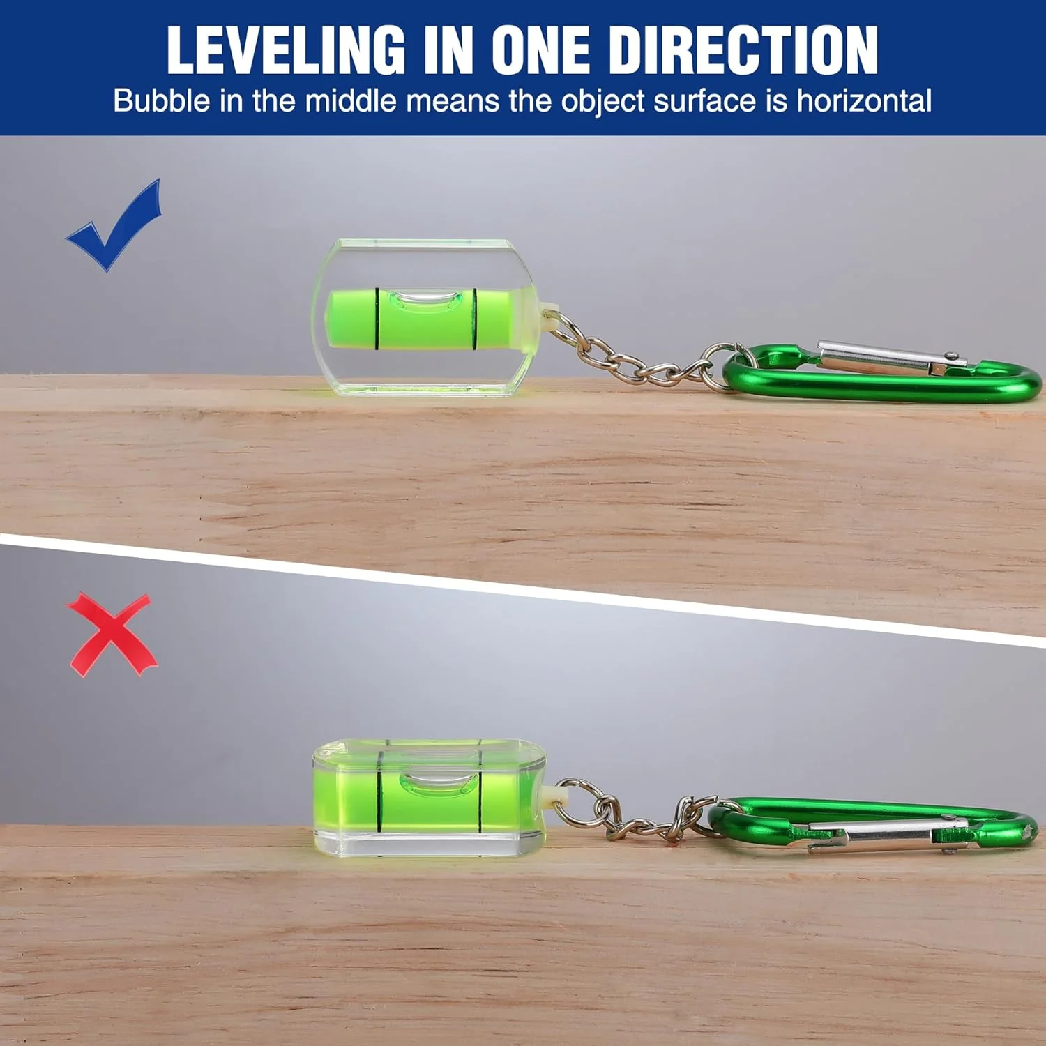 WORKPRO Small Bubble Level with Keychain 3-Pack Mini Pocket Tool Spirit Level Measuring Picture Hanging layout Tools - Image 5