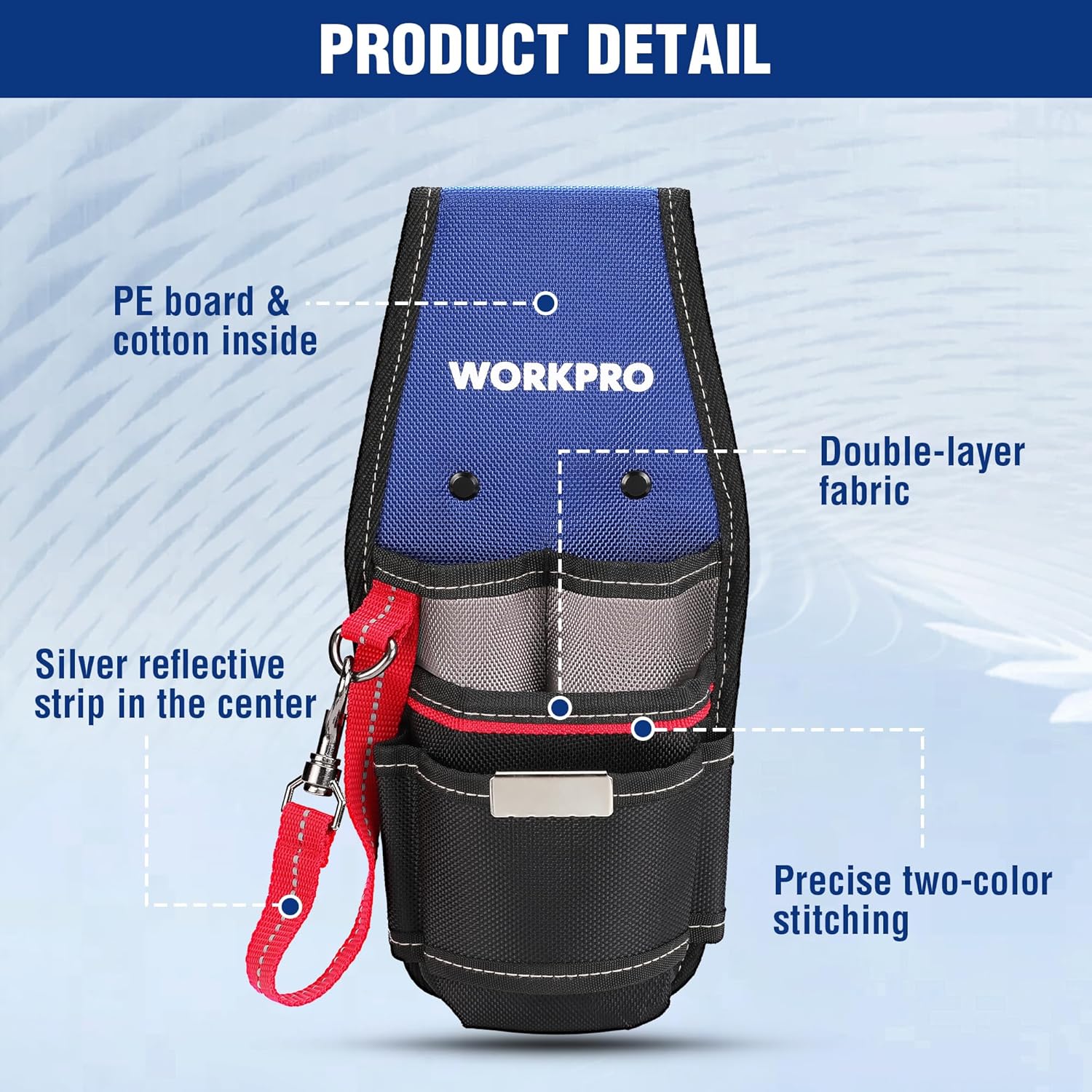 WORKPRO Small Electrician Tool Pouch, Compact Durable Tool Bag with Multiple Pockets, Heavy Duty Oxford Fabric, Comfortable Belt Loop, Zinc Alloy Hook, Perfect for Electricians, Technicians - Image 7