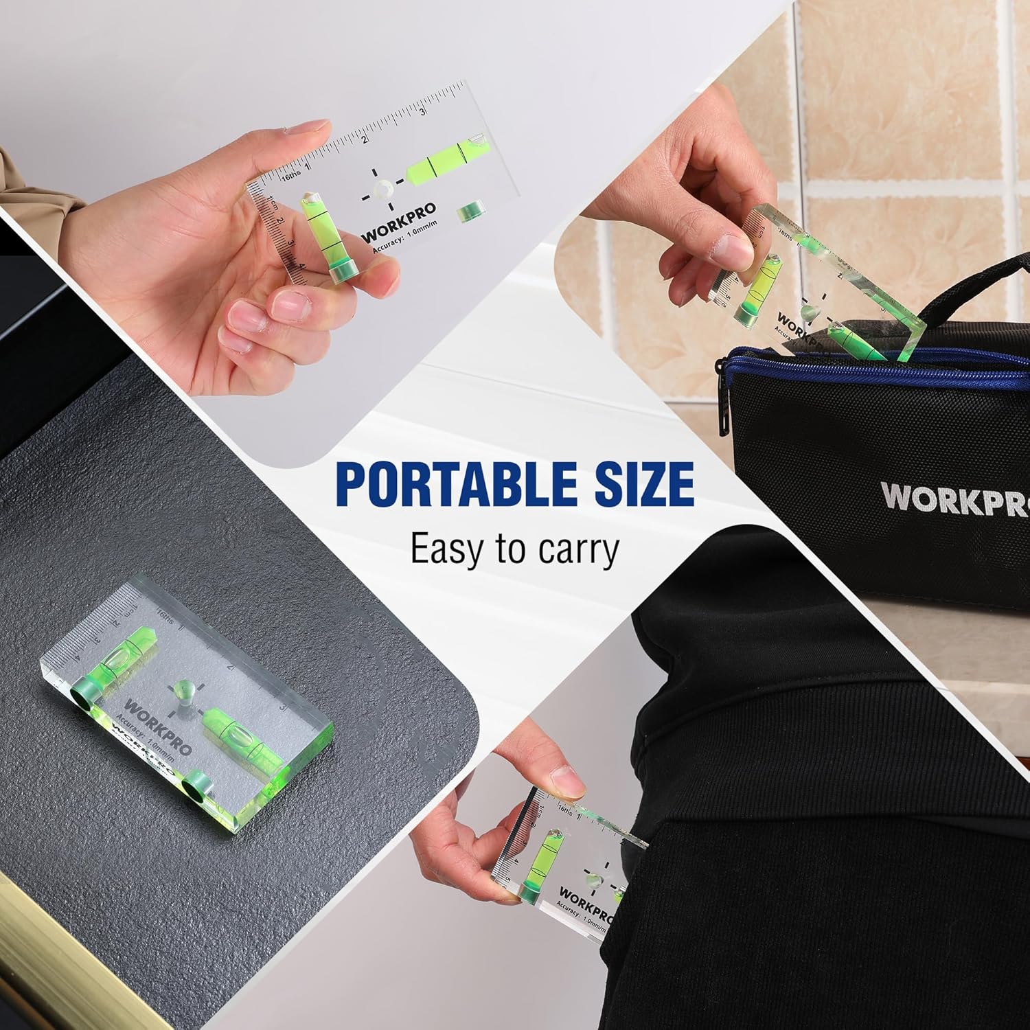 WORKPRO Small Level, 3-3/4 Inch Mini Level Tool, Magnetic Level with 2 Different Bubbles 90°/180°, Shatterproof Cross Check Bubble Level, Pocket Level for Picture Hanging Tool - Image 6
