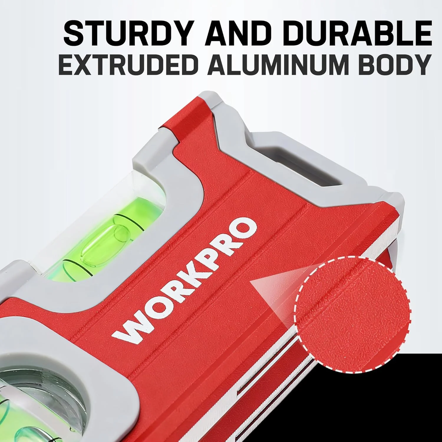 WORKPRO Small Level, 4-1/2 Inch Mini Level Tool, Magnetic Pocket Level with 2 Different Bubbles 90°/180°, Aluminum Alloy Construction, Red - Image 6