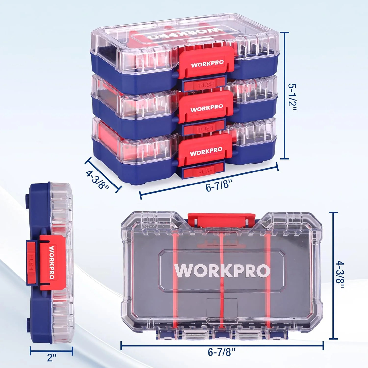 WORKPRO Small Parts Organizer 3 Pieces, Portable Stackable Hardware Storage Case with Removable Dividers, Clear Lid Tool Box Organizer for Screws, Bolts, Nails, Craft Supplies and Small Accessories - Image 2