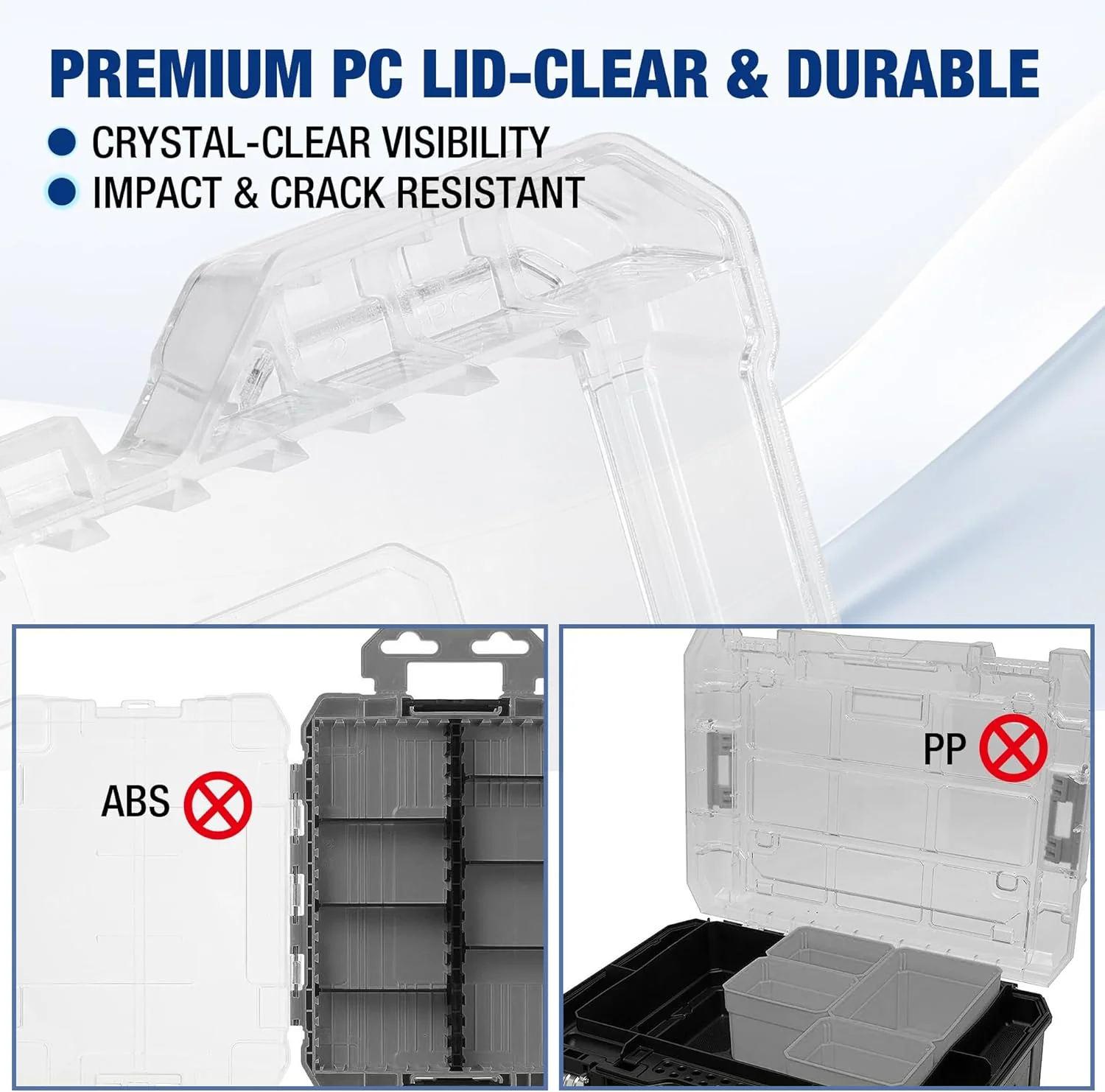 WORKPRO Small Parts Organizer 3 Pieces, Portable Stackable Hardware Storage Case with Removable Dividers, Clear Lid Tool Box Organizer for Screws, Bolts, Nails, Craft Supplies and Small Accessories - Image 4