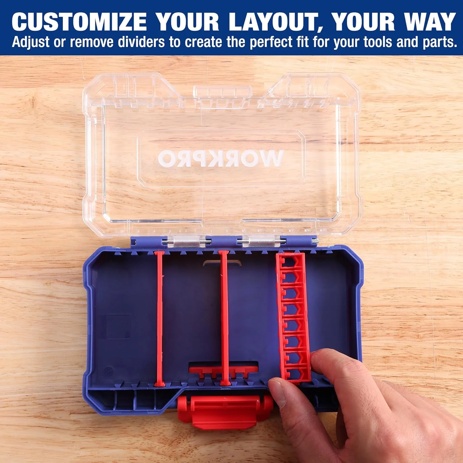 WORKPRO Small Parts Organizer 3 Pieces, Portable Stackable Hardware Storage Case with Removable Dividers, Clear Lid Tool Box Organizer for Screws, Bolts, Nails, Craft Supplies and Small Accessories - Image 7
