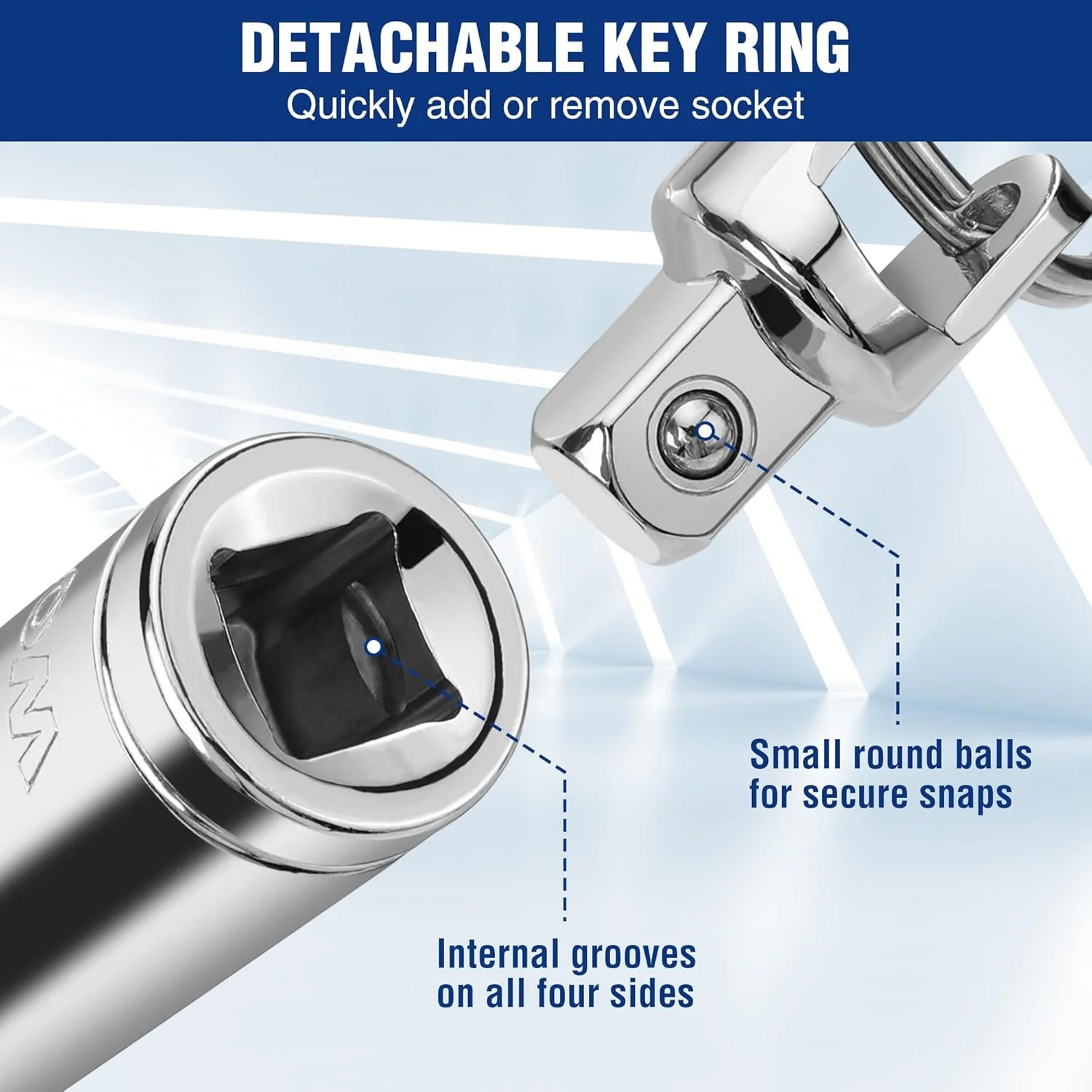 WORKPRO Socket Bottle Opener, 3/8" Drive x 10 mm Socket, Durable CR-V | Deep Square Drive Socket, Portable Detachable Key Ring - for Automotive Repair, House Projects, Machinery Work, Gift for Men - Image 4