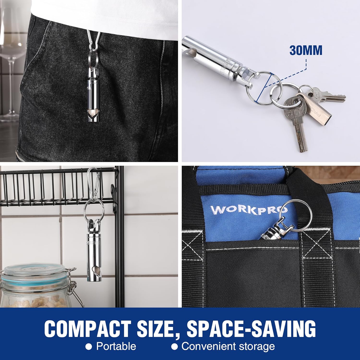WORKPRO Socket Bottle Opener, 3/8 Inch Drive x 14 mm Socket, Deep Square Drive Socket, CR-V, 6-Point, Portable Detachable Key Ring - for Automotive Repair, House Projects, Machinery Work, Gift for Men - Image 6