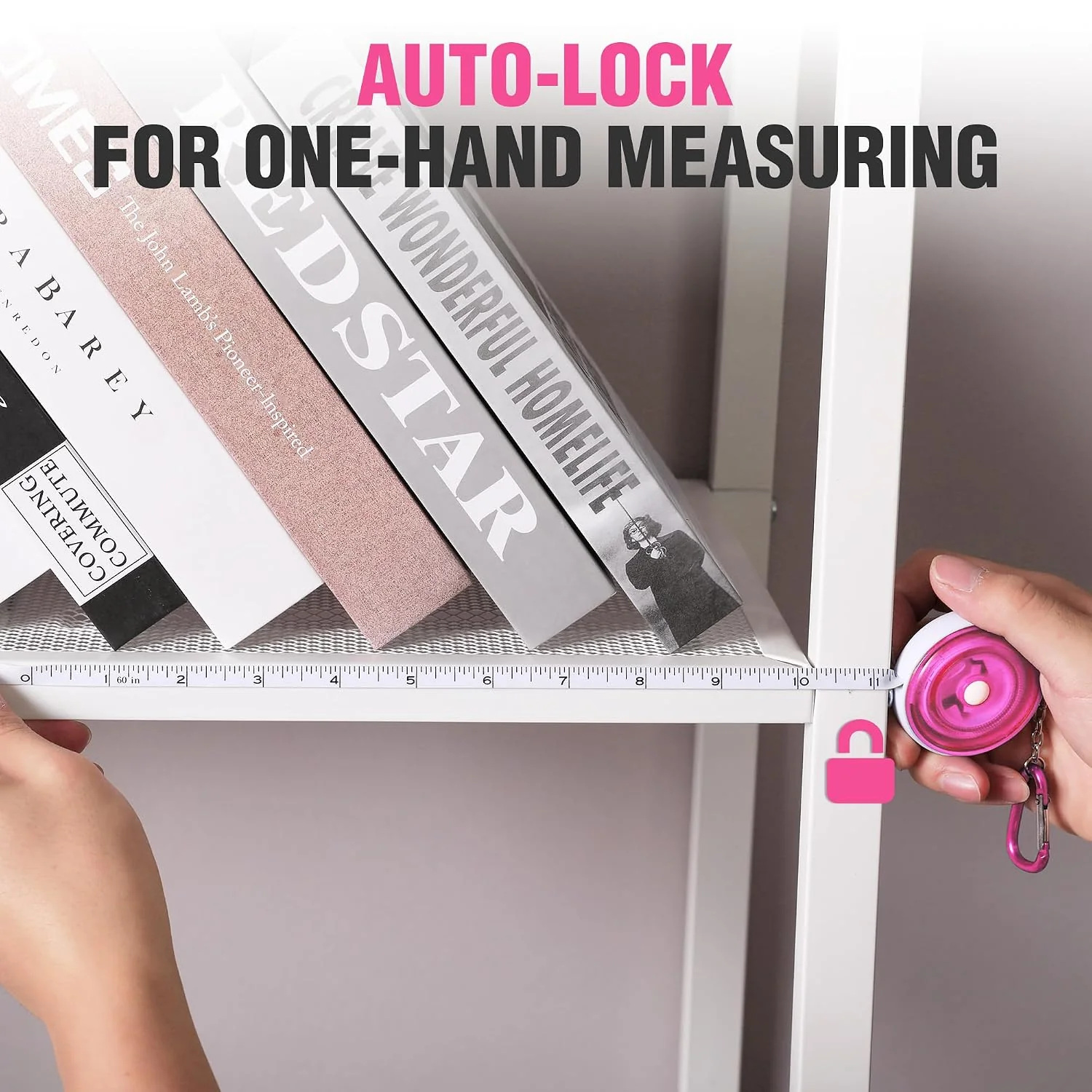 WORKPRO Soft Tape Measure, 60-Inch (150cm) Retractable Measuring Tape for Body Measurements, Sewing, Tailoring, Fabric, Cloth, Knitting and Crafts, Dual-Sided Scales with Carabiner Clip, Pink - Image 5