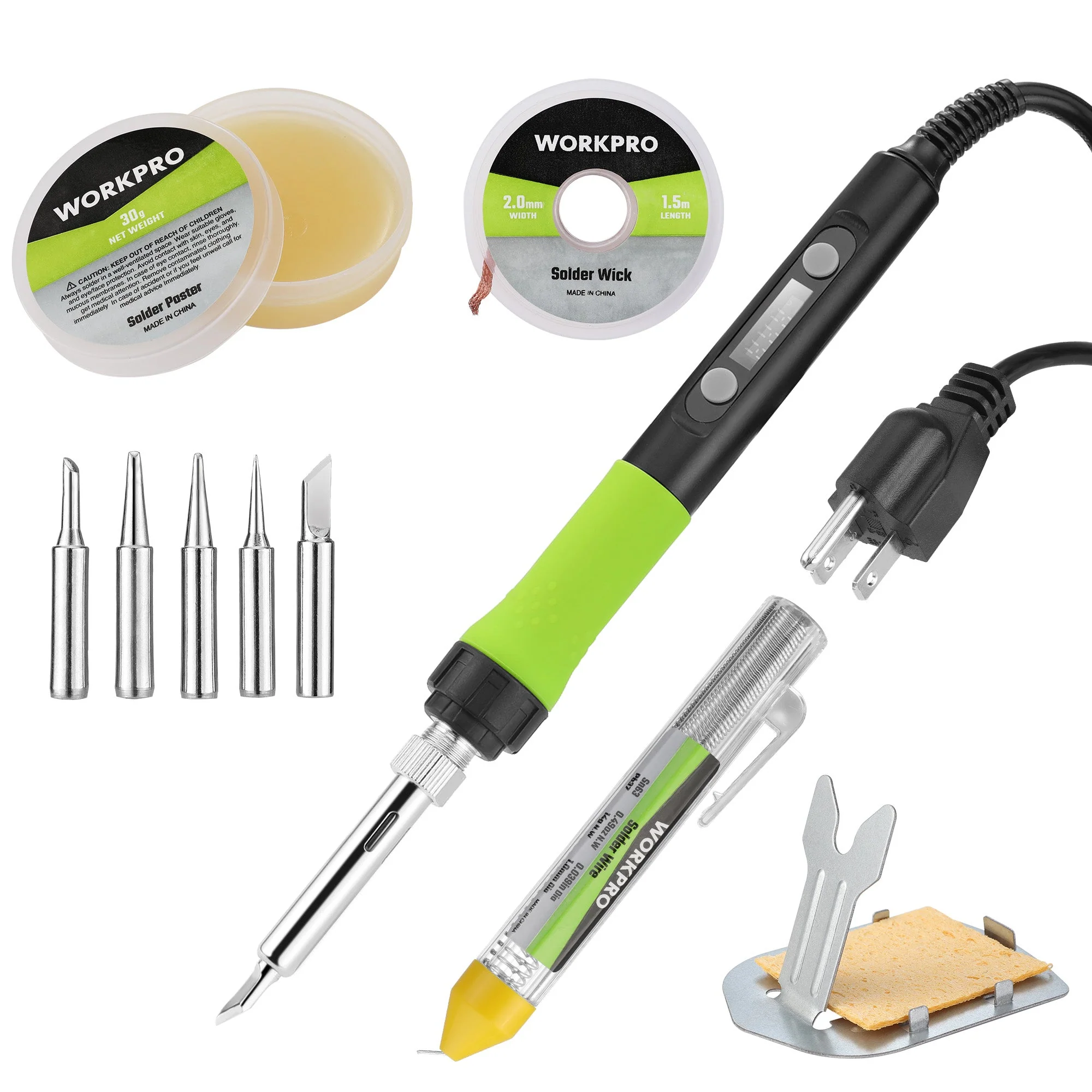 WORKPRO Soldering Iron Kit, 90W Soldering Gun with Digital Display and Iron Tips, 11-in-1 Adjustable Temperature Welding Kit for Electronic Repair, DIY Enthusiasts and Jewelry Makers (110V US Plug) - Image 2