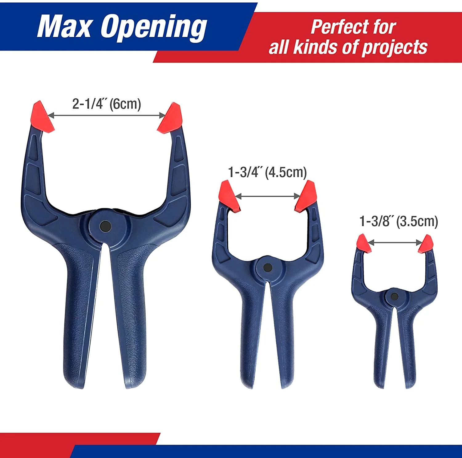 WORKPRO 16 Pcs Nylon Spring Clamp Set for Woodworking Photography Studios and DIY Works (Blue) - Image 3