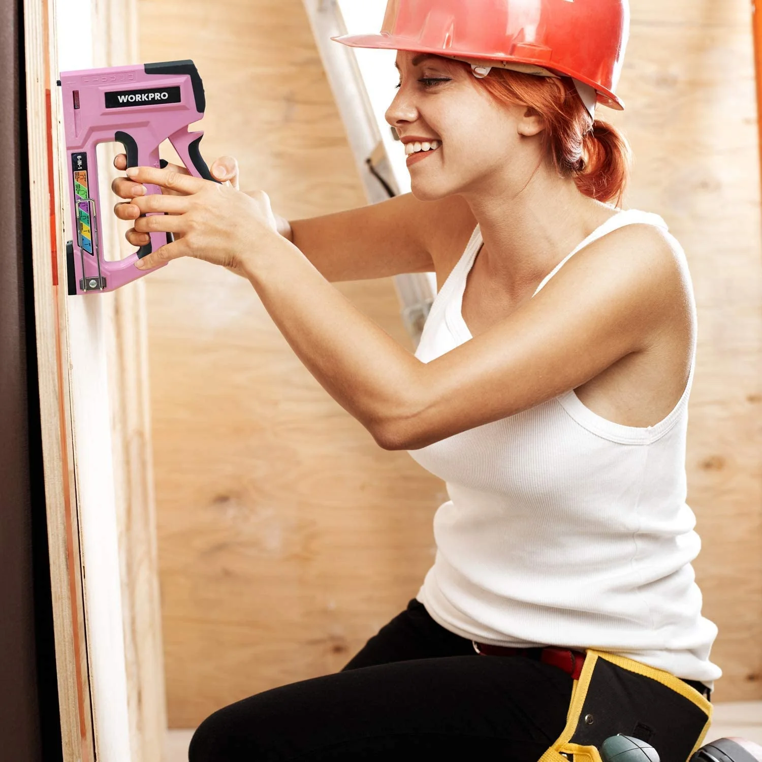 WORKPRO 6-in-1 Manual Brad Nailer Upholstery Stapler Nail Gun - Pink Ribbon - Image 8