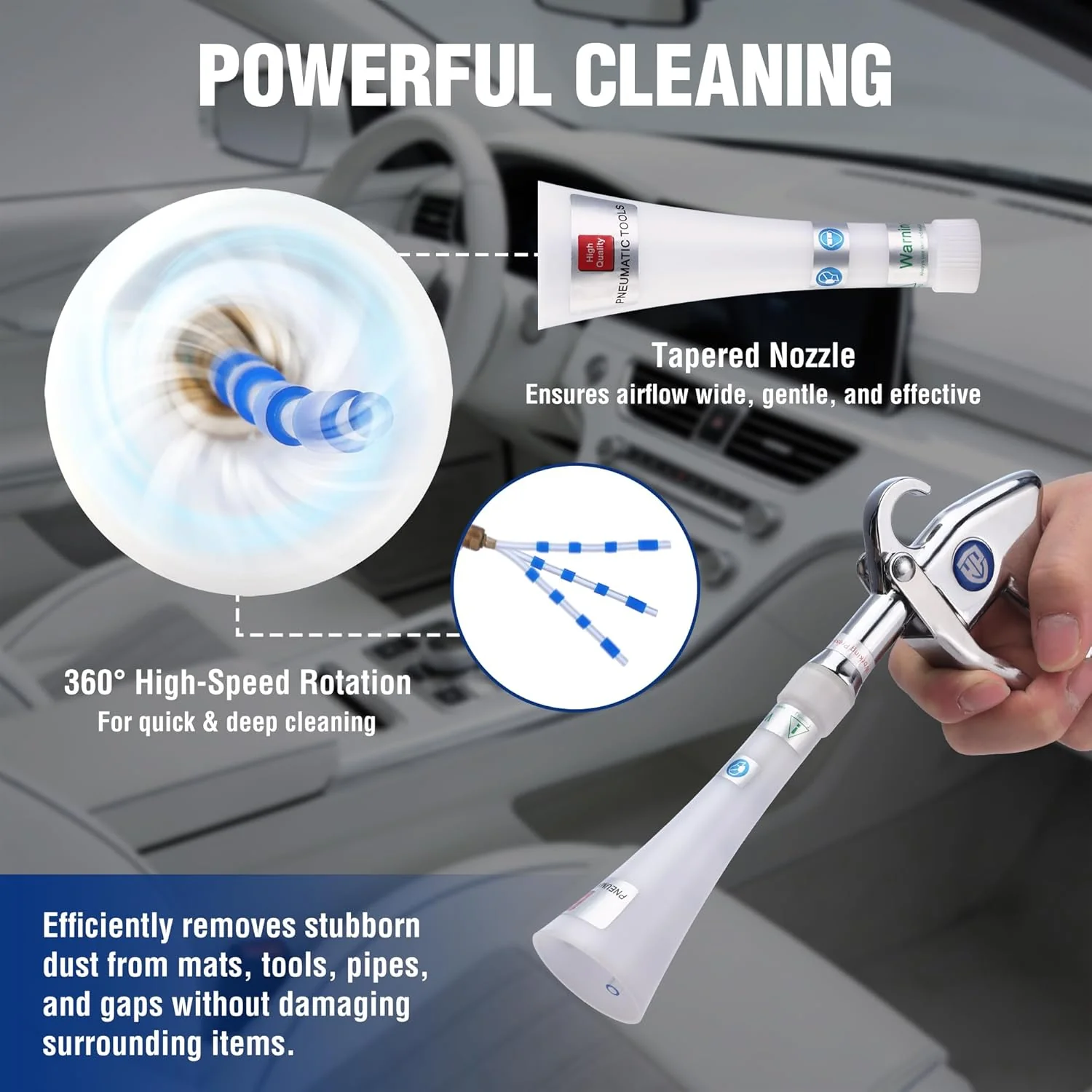 WORKPRO Tornado Nozzle Air Blow Gun for Car Detailing, Workshops, and Home Cleaning – Quickly Blasts Dirt and Dust, Compatible with Air Compressors - Image 3