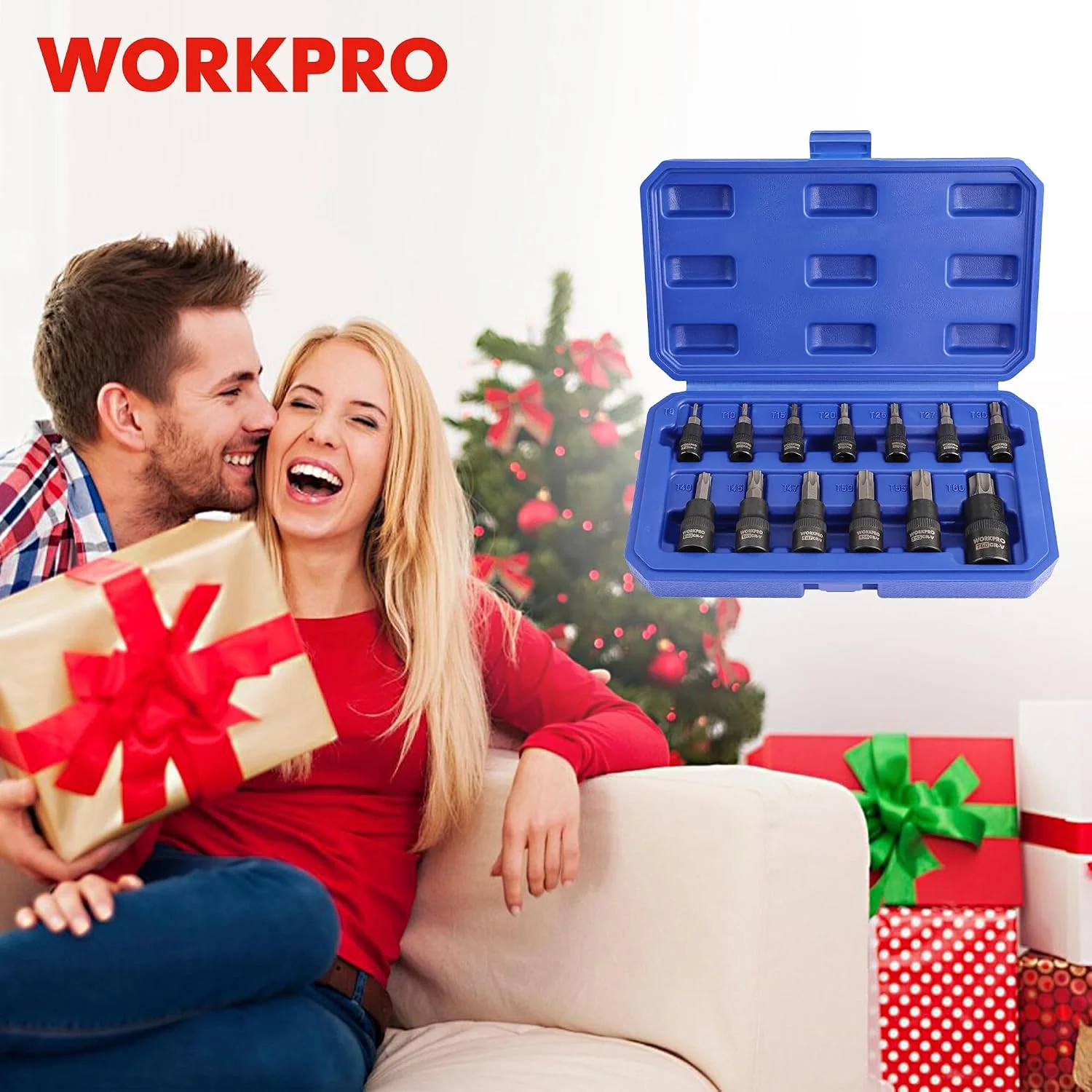 WORKPRO Torx Bit Socket Set, 1/4", 3/8" and 1/2" Drive Torx Bits 13-Piece Socket Set T8-T60, Premium S2 Steel Bits and CR-V Sockets with Storage Case - Image 7