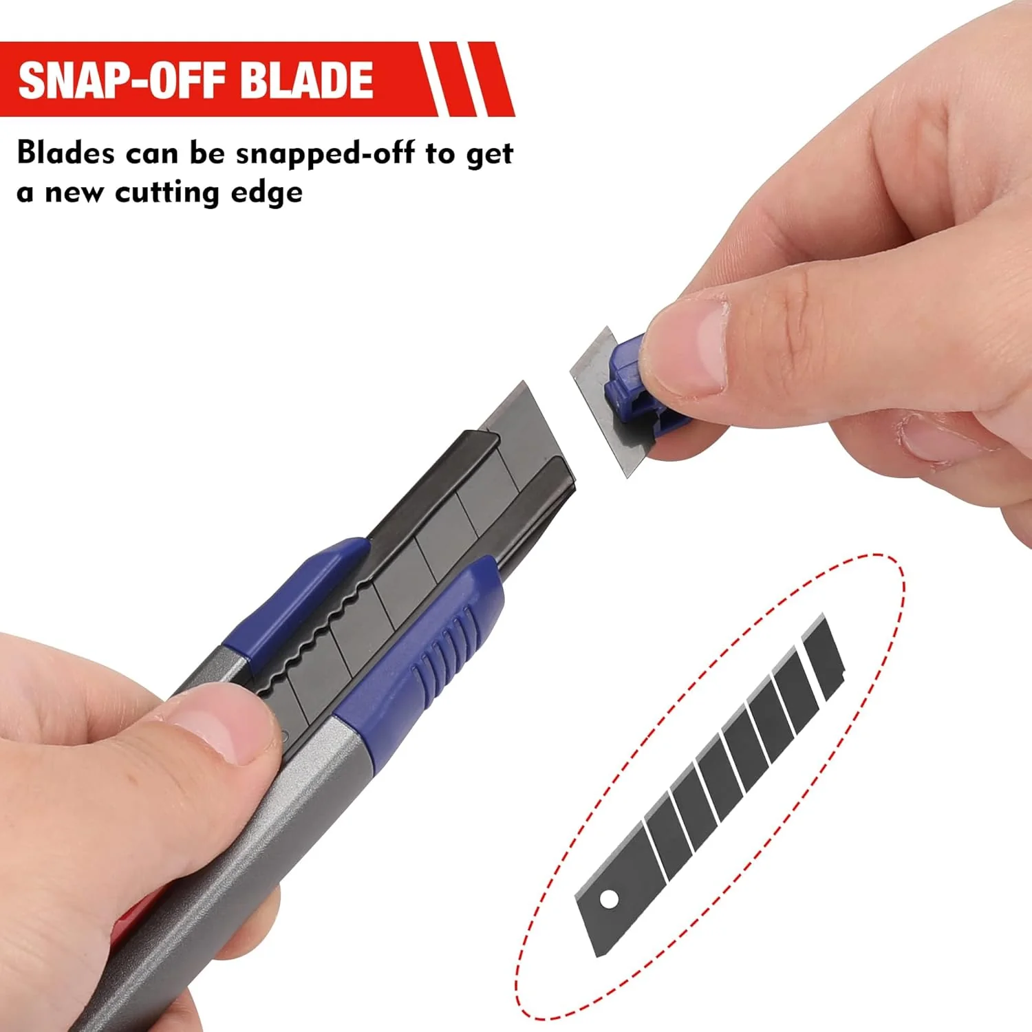 WORKPRO Utility Knife, 2-piece, Folding Box Cutter and Retractable Knife, Light Weight Aluminum Body with Quick- Change Stainless Blade Holder, Extra 20 SK5 Blades Included - Image 5