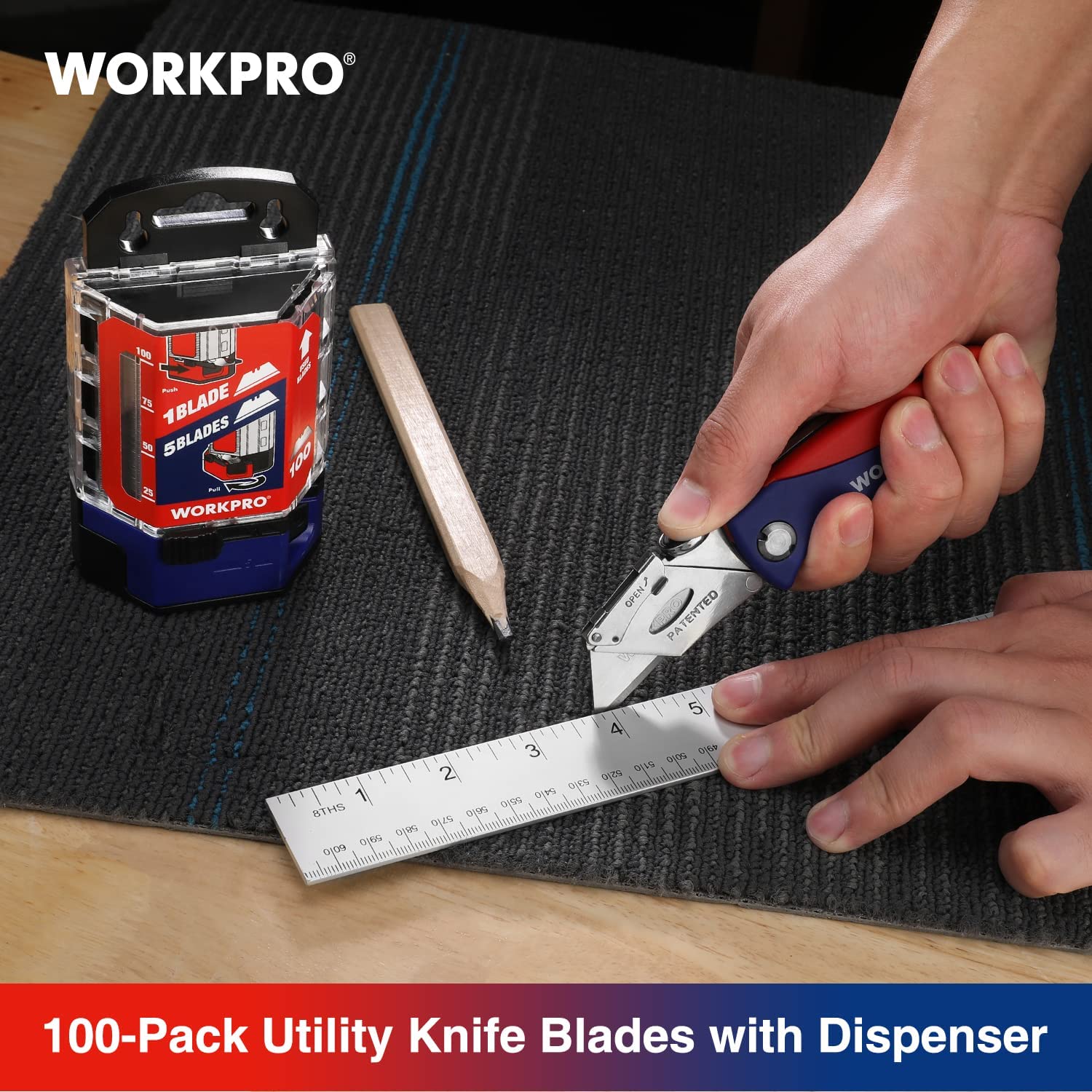 WORKPRO 100 Pcs SK5 Carbon Steel Utility Knife Blades Replacement with Dispenser - Pink Ribbon - Image 9