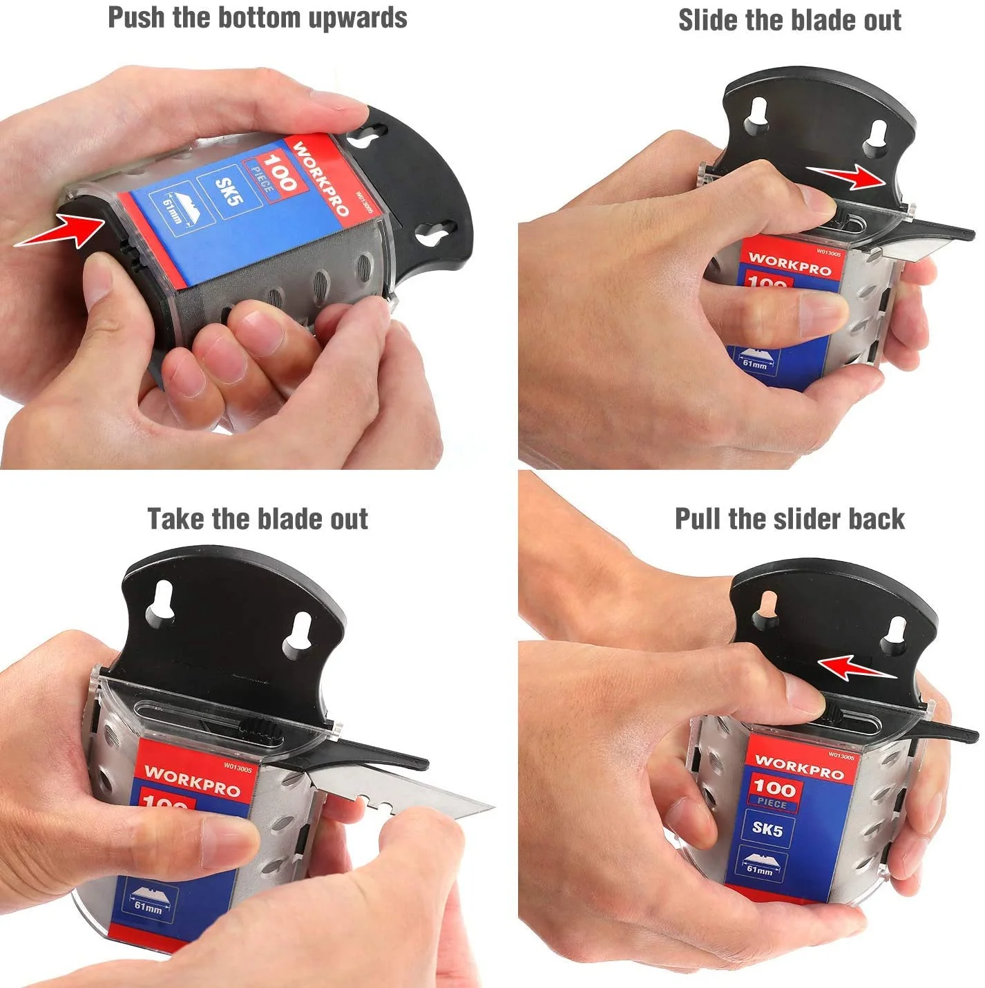 WORKPRO 100 Pcs Utility Knife Blades SK5 Steel with Dispenser - Image 4