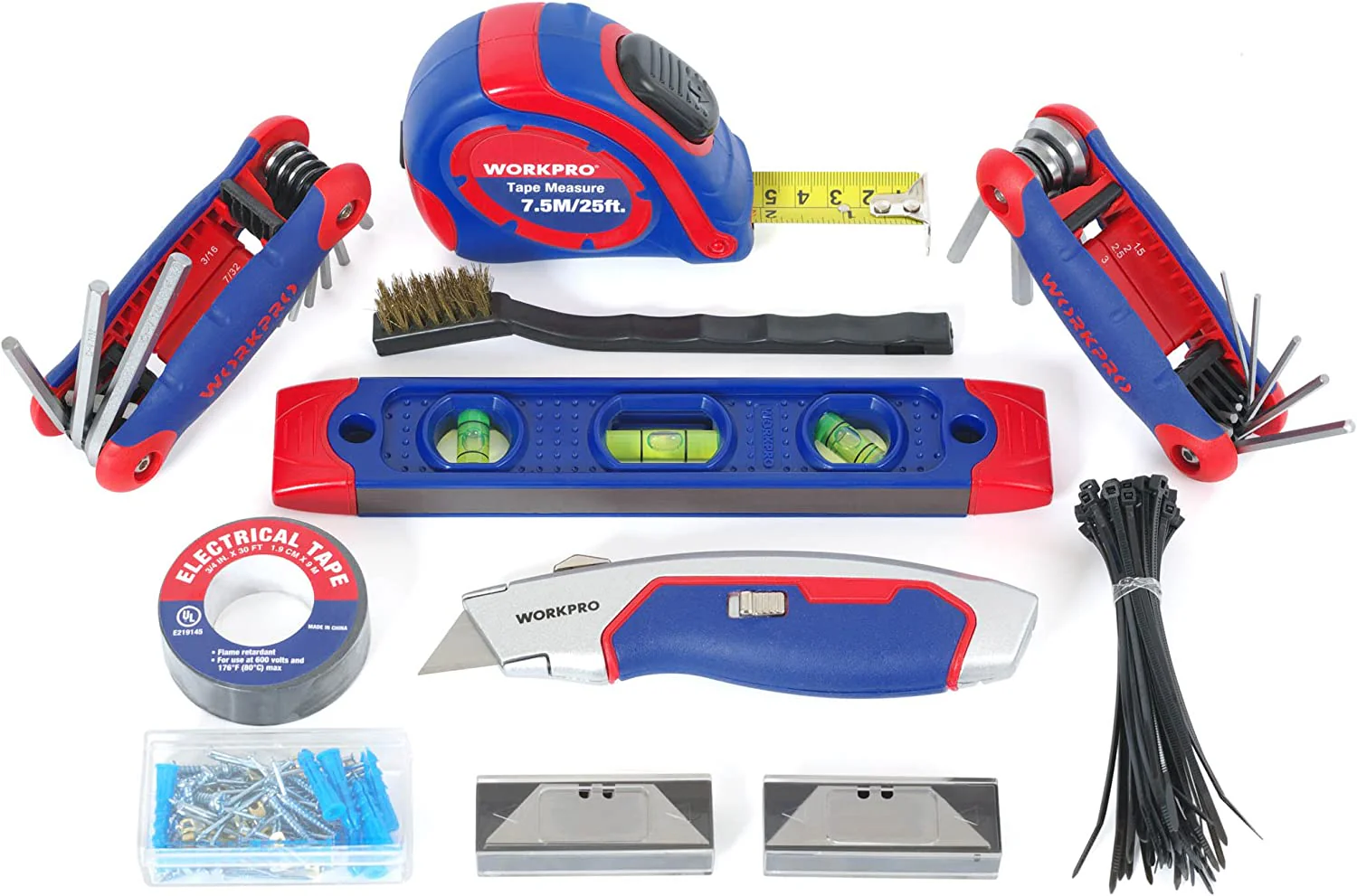 WORKPRO 322 Pcs Home Repair Hand Tool Kit Basic Household Tool Set with Carrying Bag - Image 5