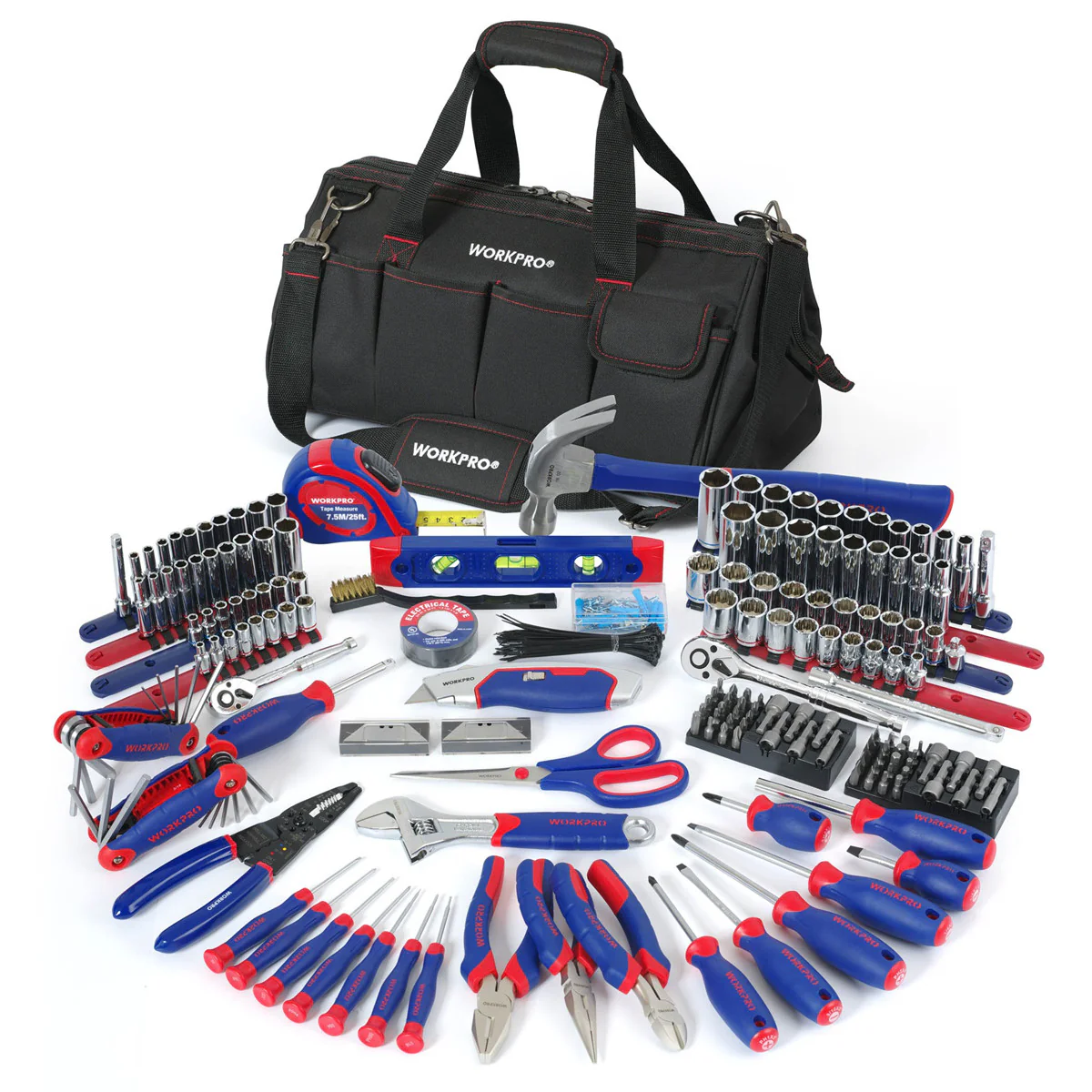 WORKPRO 322 Pcs Home Repair Hand Tool Kit Basic Household Tool Set with Carrying Bag - Image 8