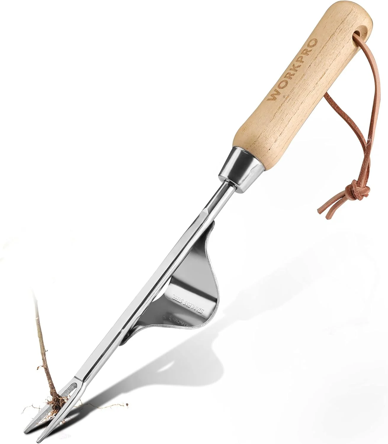 WORKPRO Weed Puller Tool, Metal Leverage Base and V-Shaped Forks for Easy Weed Removal & Deeper Root Digging, Heavy Duty Stainless Steel with Soft Handle, Manual Hand Weeder for Gardening - Image 8