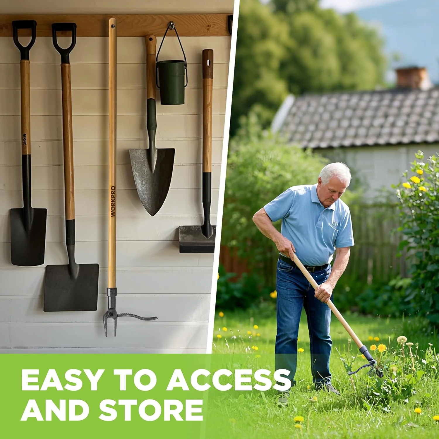 WORKPRO Weed Puller Tool with 44” Bamboo Handle, Heavy-Duty 4-Claw Cast Iron Head, Stand-Up Weeder with Foot Pedal for Dandelions, Thistles, Crabgrass, Easy Root Removal Without Bending or Kneeling - Image 7