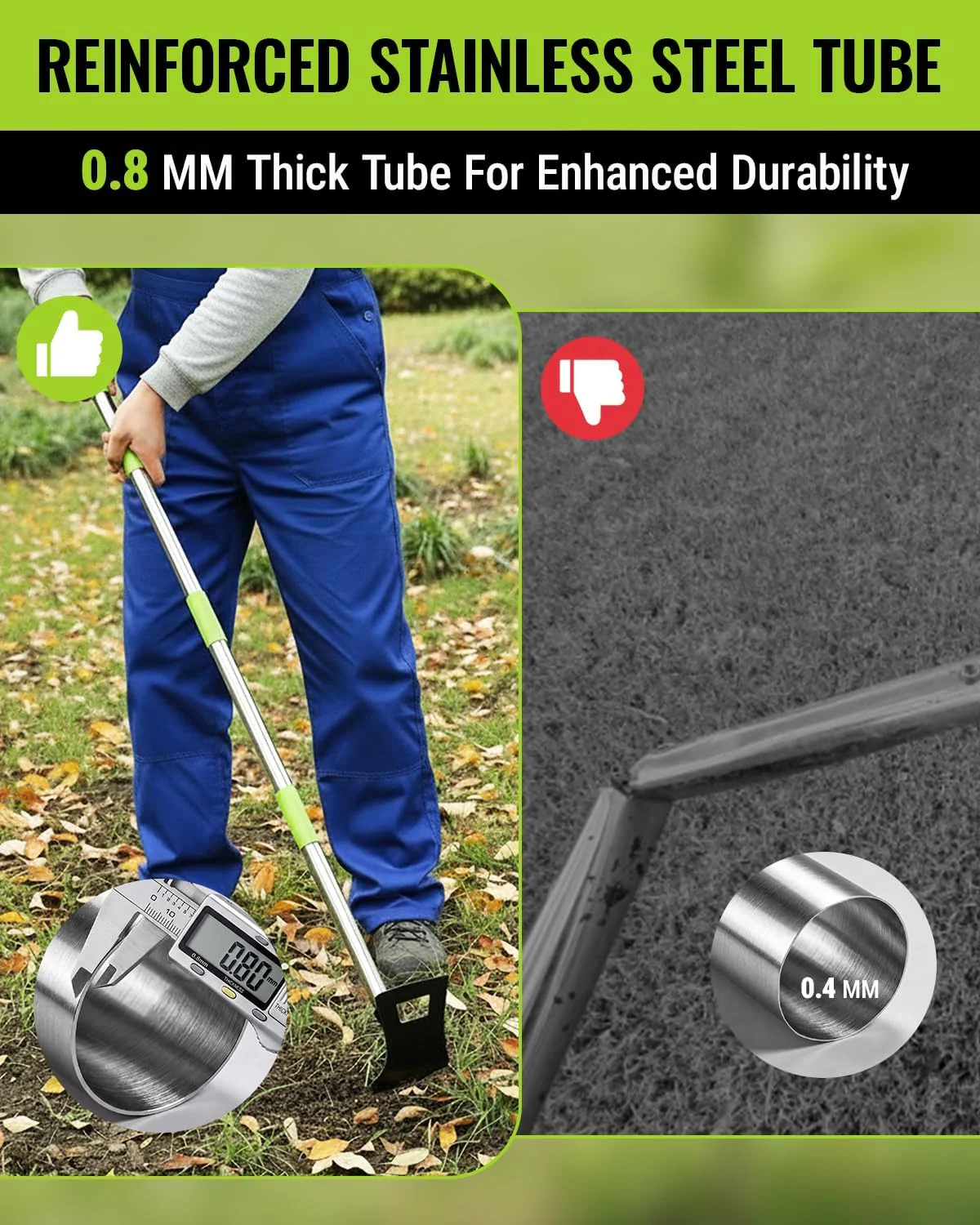WORKPRO Weed Puller Tool with Long Handle – 2-in-1 Garden Hoe & Weed Rake, 29"-56" Adjustable Manual Weeding Tool, Uprooting Weed Remover Gardening Weeder Tools for Yard, Lawn, Patio and Garden - Image 4