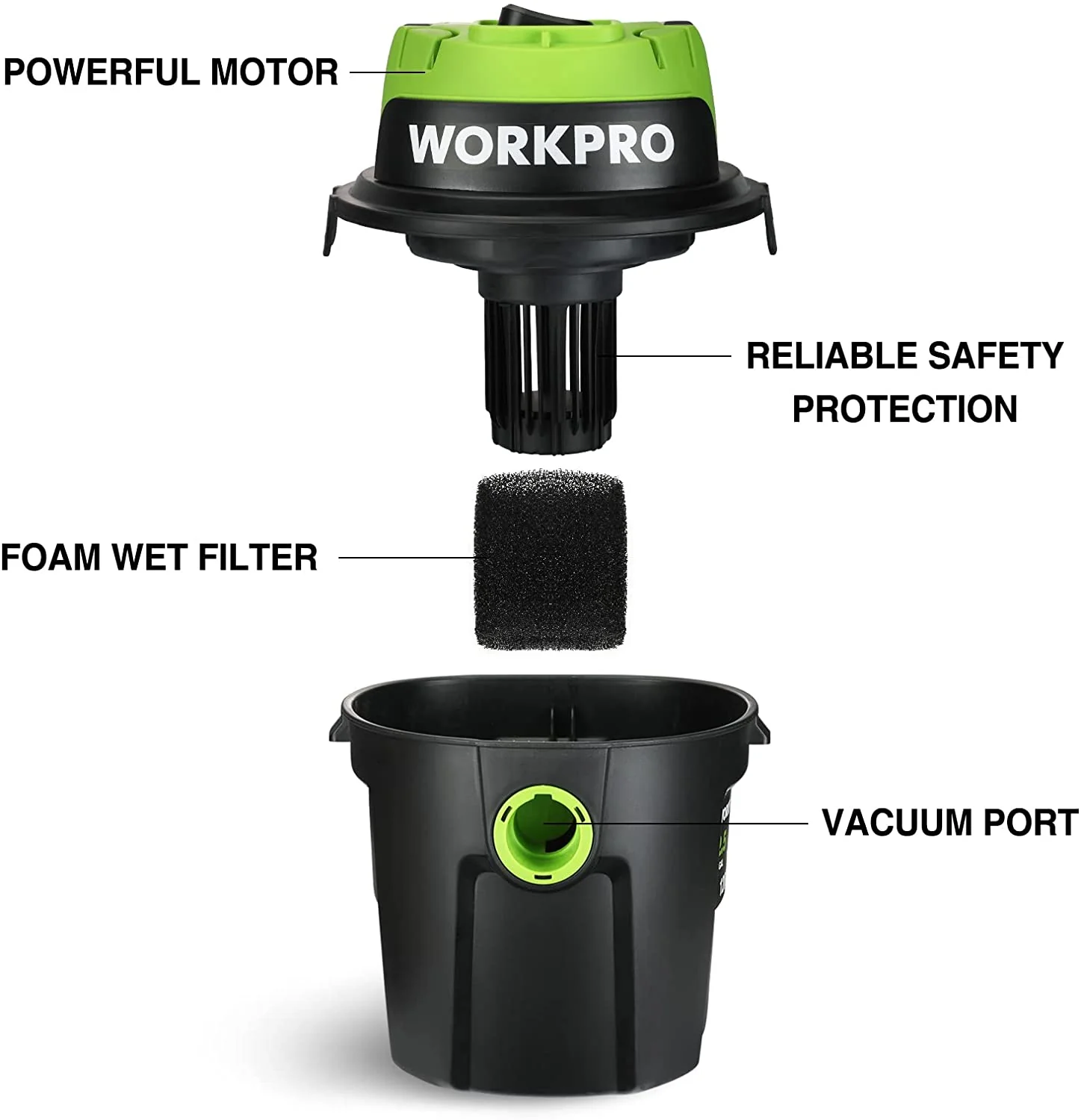 WORKPRO Wet/Dry Vacuum 2.5 Gallon 3 Peak Horsepower, Portable Shop Vacuum Cleaner for Home - Image 4