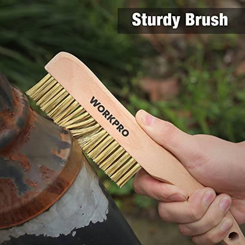 WORKPRO Wire Brush Set, 6 Pcs Brass/Stainless Steel Wire Scratch Brush Set - Image 8
