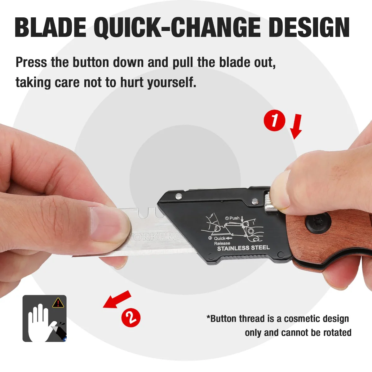 WORKPRO Wood Handle Folding  Heavy Duty Utility Knife - Image 4
