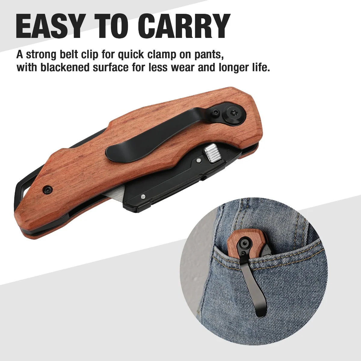 WORKPRO Wood Handle Folding  Heavy Duty Utility Knife - Image 5