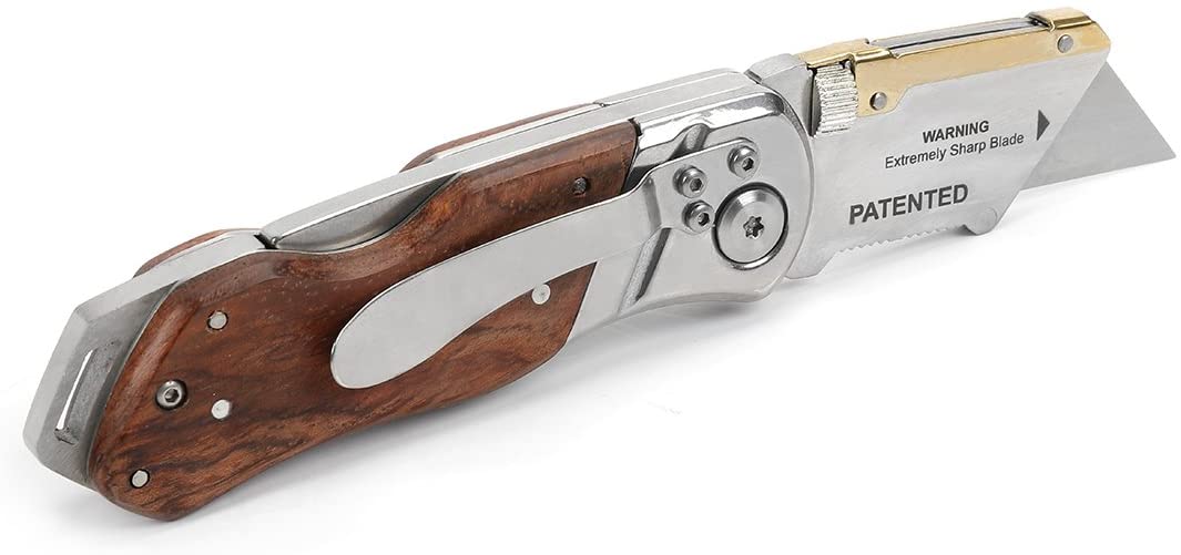 WORKPRO Folding Utility Knife Wood Handle Heavy Duty Cutter - Image 3