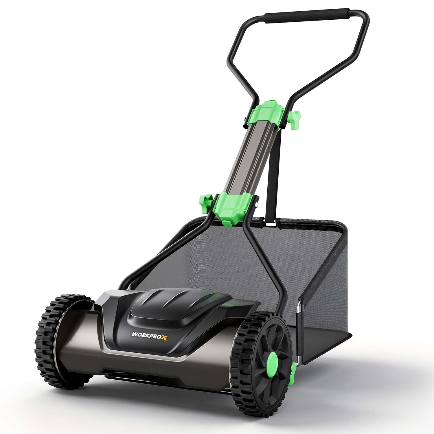 WORKPROX 16" Push Reel Lawn Mower with Grass Catcher, 5-Blade Manual Mower, Adjustable Height - Image 3