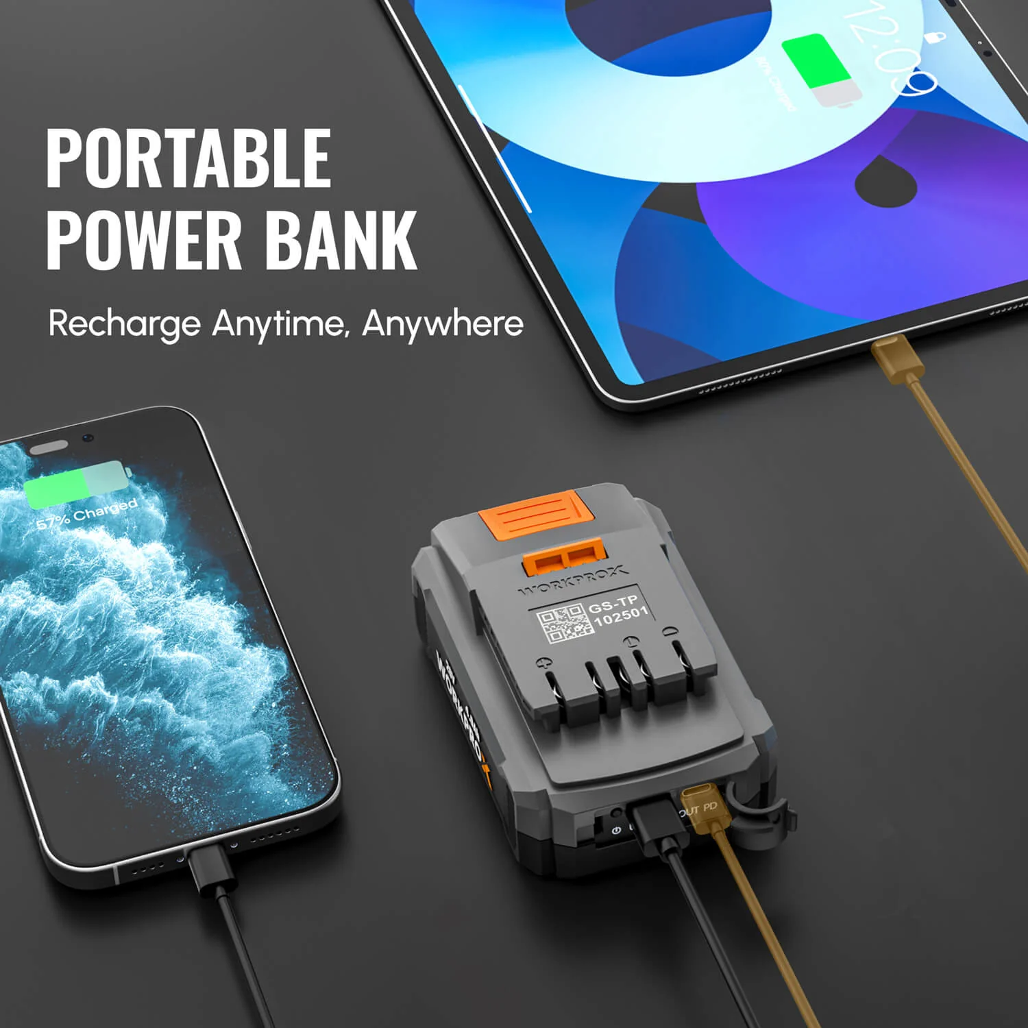 WORKPROX 20V 4.0Ah Li-Ion Battery with USB-C Fast Charge & LED Display - Image 5