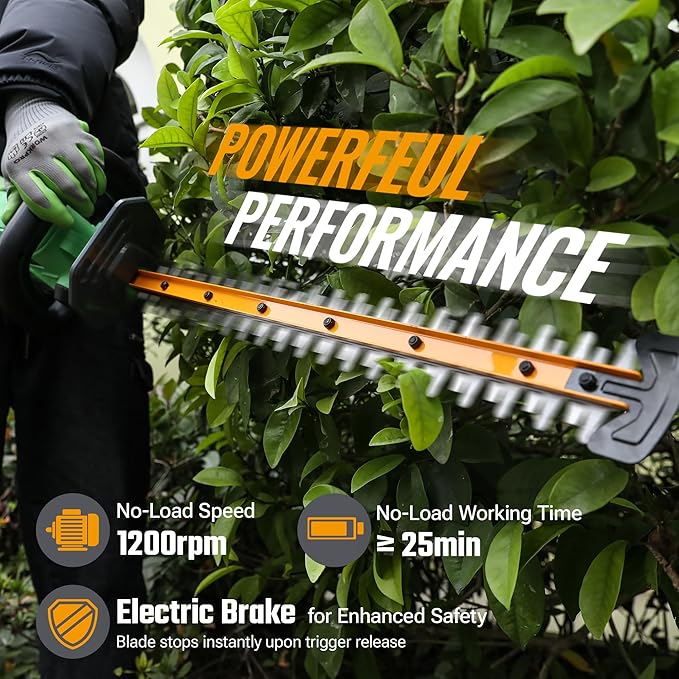 WORKPROX 20V Cordless Hedge Trimmer, 22" Dual-Action Blade, 3/4" Cutting Capacity - Image 5