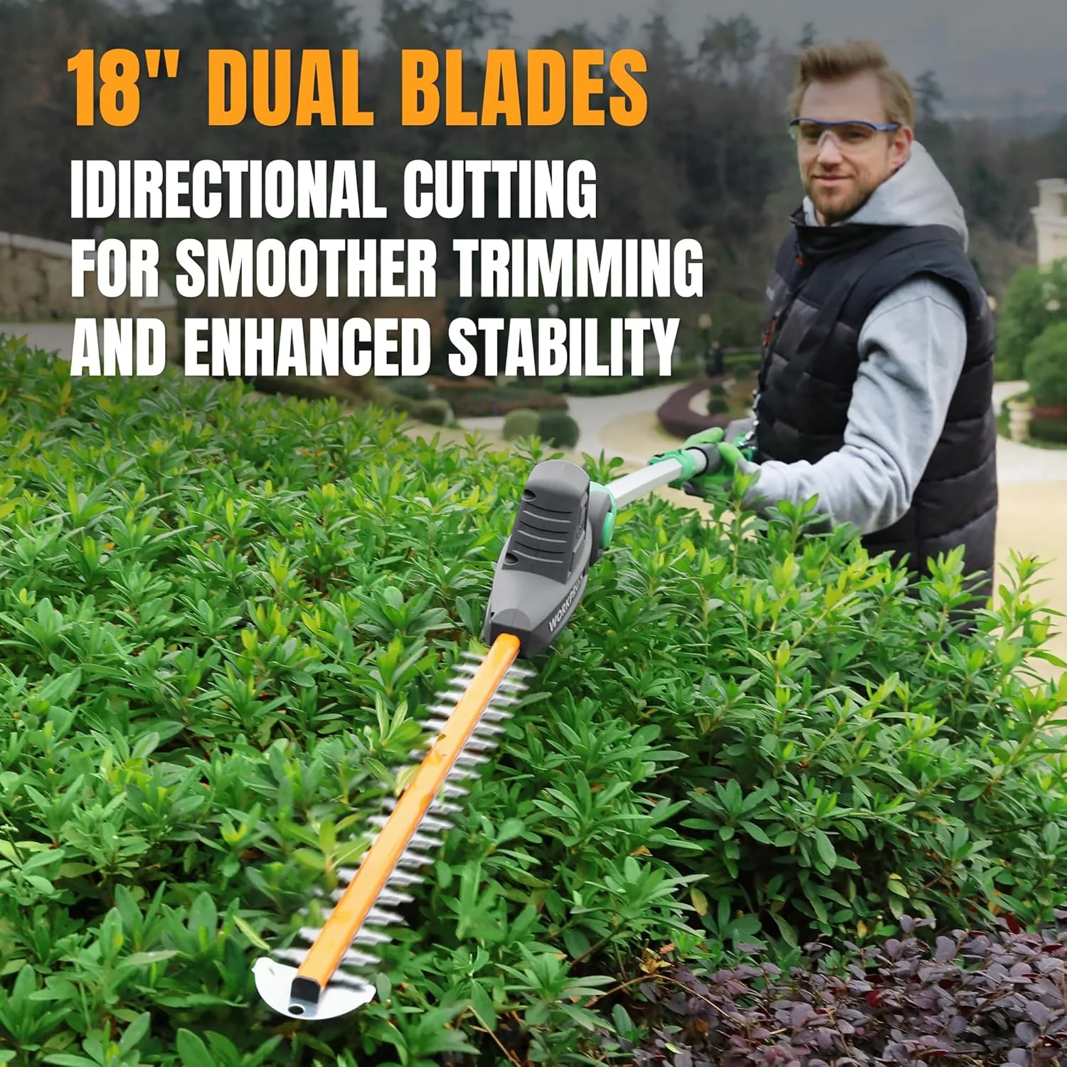 WORKPROX 20V Cordless Pole Hedge Trimmer, 9.2-Feet Reach, 11 Rotating Head - Image 6