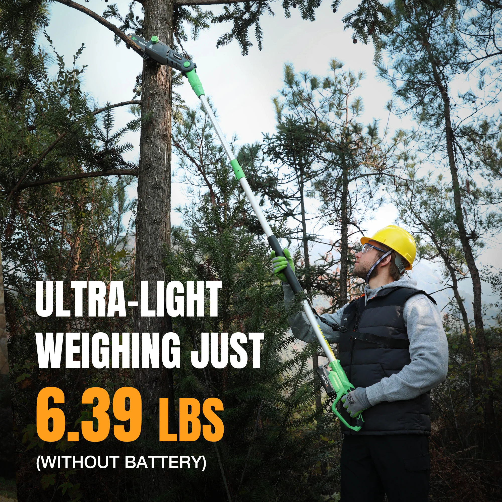 WORKPROX 20V Cordless Pole Saw, 15 FT Max Reach Pole Saw for Tree Trimming - Image 8