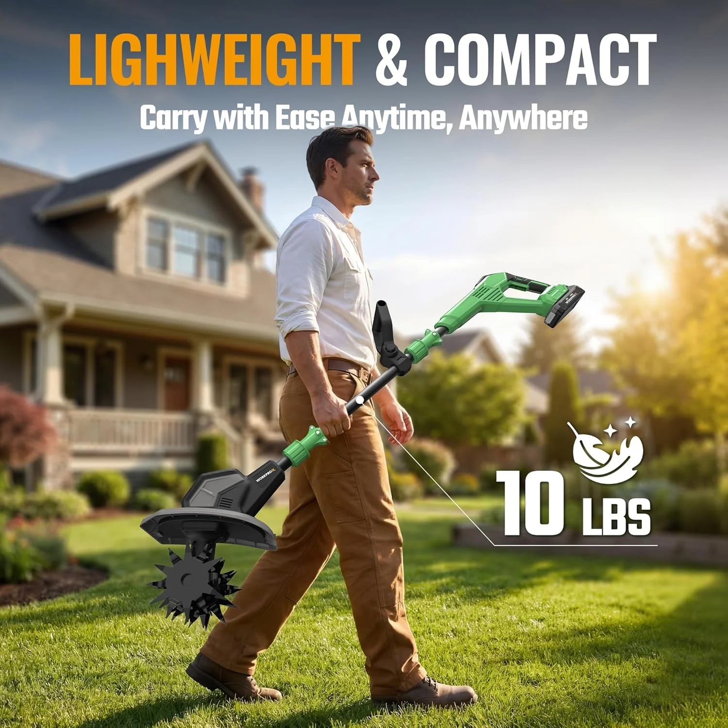 WORKPROX 20V Cordless Tiller Cultivator, 4×12 Durable Steel Tines, 8-Inch Wide & Deep Garden Rototiller, 4.0Ah Battery Powered, Electric Cultivator for Soil, Lawn & Garden - Image 6