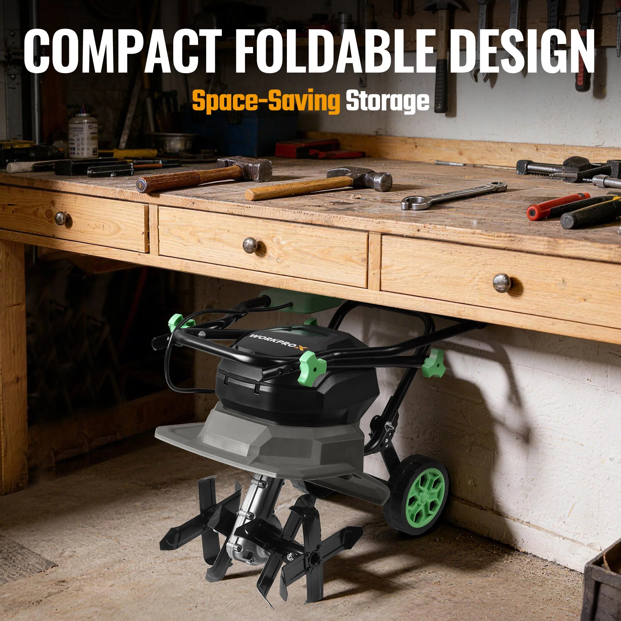 WORKPROX 40V Cordless Garden Tiller, 12-Inch Cultivator with 16 Steel Tines, 2 x 4.0Ah Batteries Included - Image 8