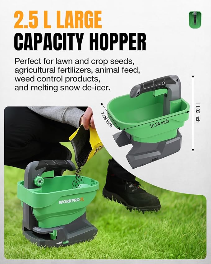 WORKPROX 7.2V Rechargeable Handheld Seed Fertilizer Spreader - Image 5