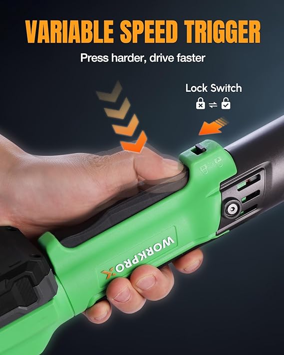 WORKPROX 20V Cordless Ratchet Wrench Kit, 1/2" & 3/8" Sockets, 74Ft-lbs, 250RPM, 2 Batteries - Image 15