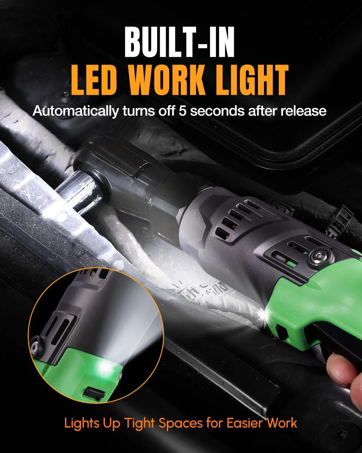 WORKPROX 20V Cordless Ratchet Wrench Kit, 1/2" & 3/8" Sockets, 74Ft-lbs, 250RPM, 2 Batteries - Image 16