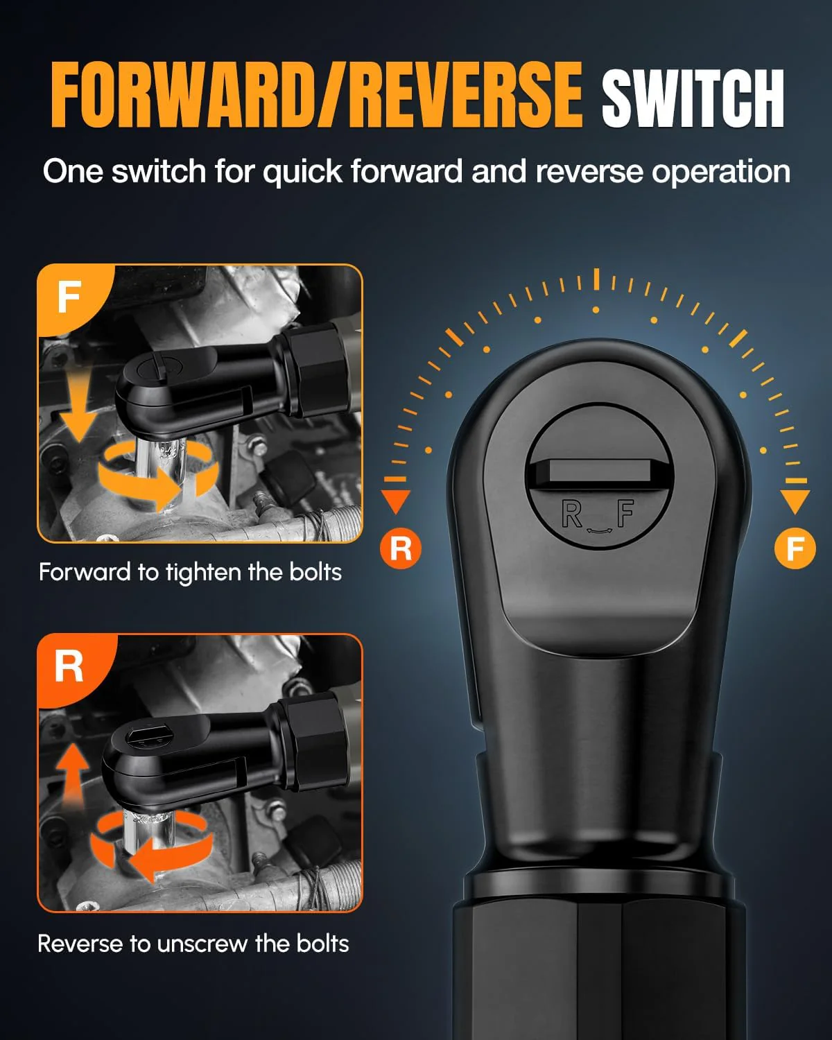 WORKPROX 20V Cordless Ratchet Wrench Kit, 1/2" & 3/8" Sockets, 74Ft-lbs, 250RPM, 2 Batteries - Image 6